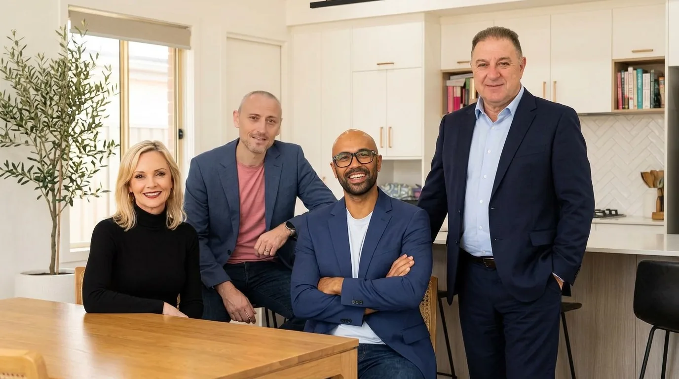 The Emanate Finance mortgage broking team together in an Australian kitchen